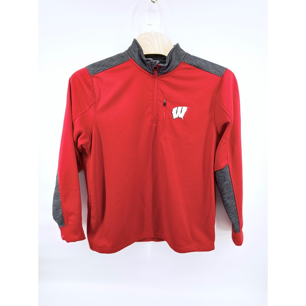 Colosseum Wisconsin Badgers Men's XL Quarter Zip Pullover Red Gray Fleece Jacket